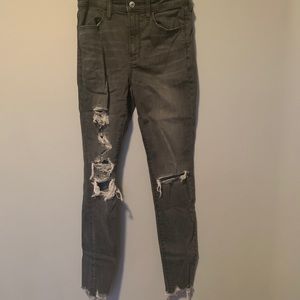 American eagle dark grey ripped skinny jeans